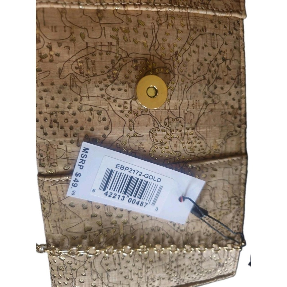 Cork Envelope Clutch Chain Purse Gold Metallic Shoulder Crossbody Bag NWT - Picture 5 of 8